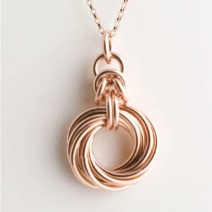 10 Ring Byzantine Love Knot Infinity Necklace - 14k Rose Gold Filled
